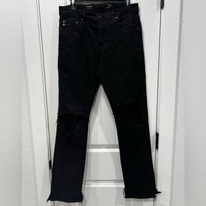 Adriano Goldschmied The Everett Slim Straight Rip Black Jeans Size 30x32.